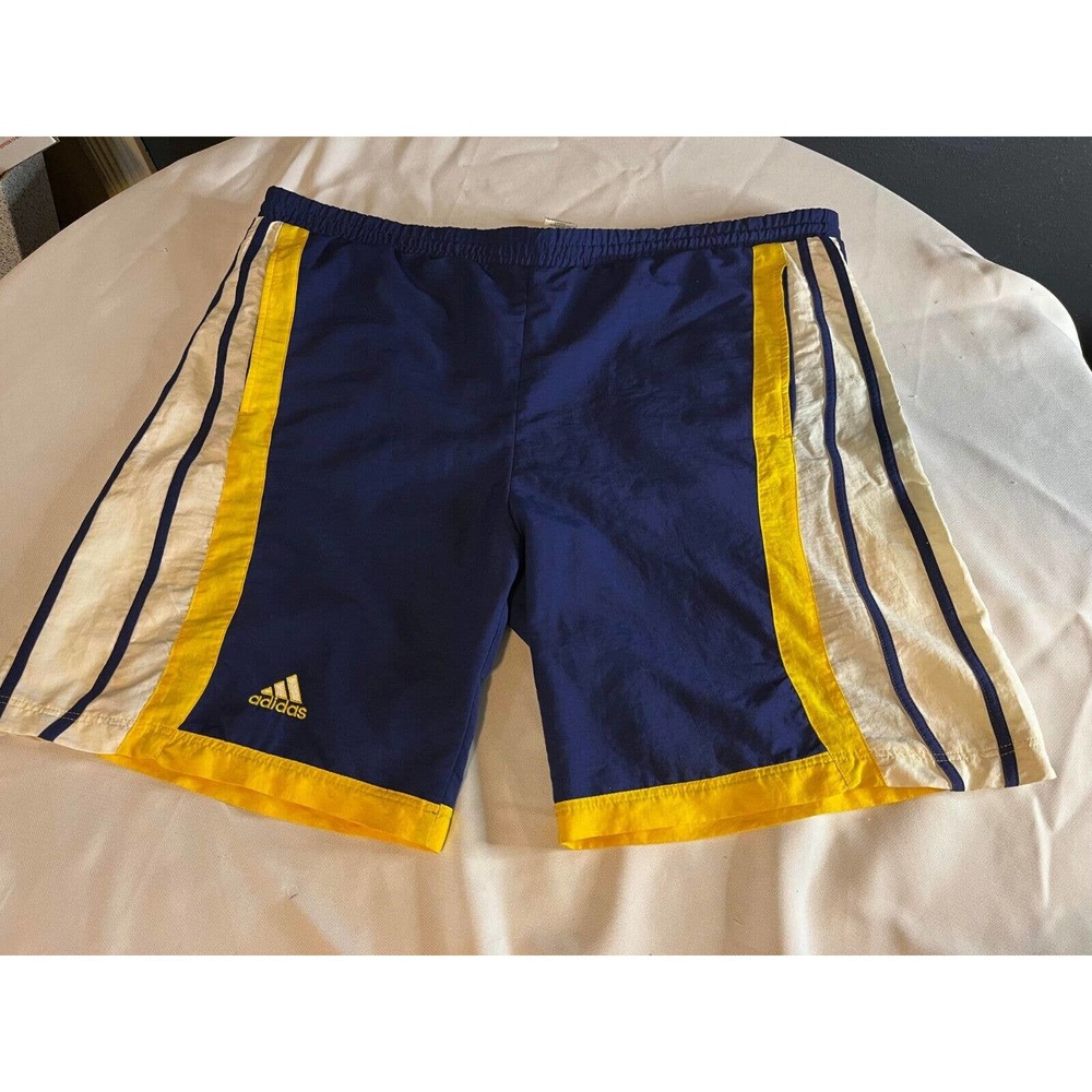 ADIDAS Men’s Vintage Polyester Mesh Lined Swim Shorts Blue Swim Trunks Size L